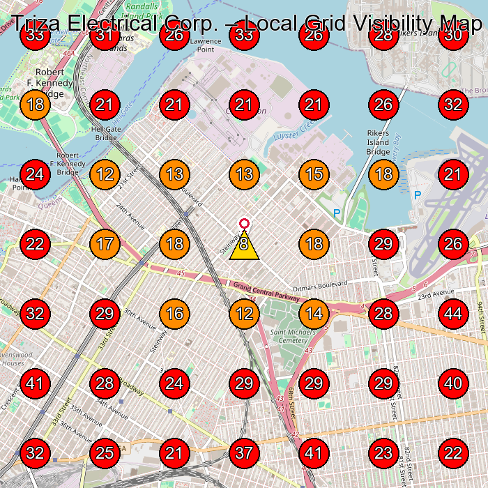 Triza Electrical Corp. GeoGrid visibility map for Electrical Installation Service in Bronx